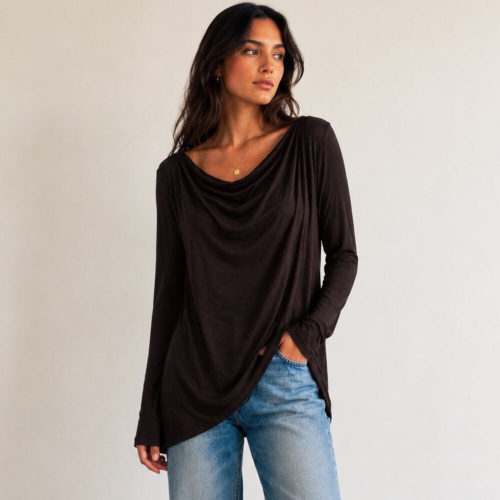 Athleta Purana Wrap Hooded Sweatshirt Womens Size M Dark Gray Soft Athleisure